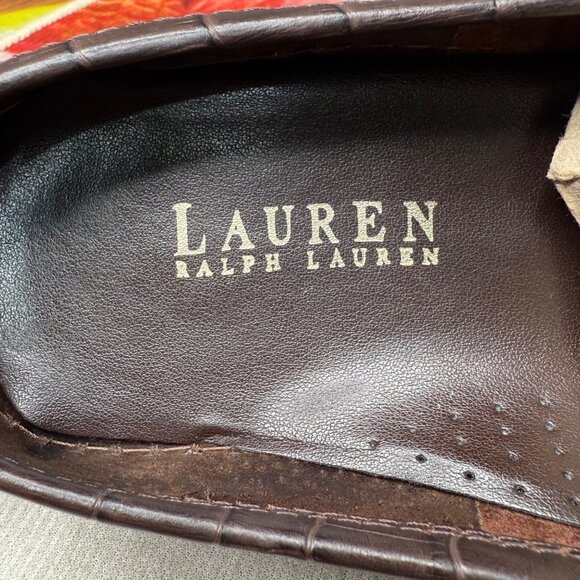 Lauren Ralph Lauren Womens Size 10B Brown Crocodile Embossed Leather Loafers - Picture 5 of 8